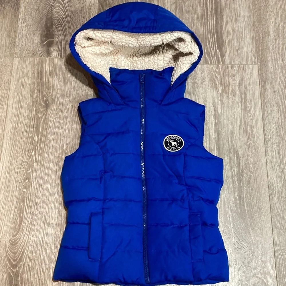 Abercrombie Kids Blue Down Filled Hooded Vest Y2K Style S